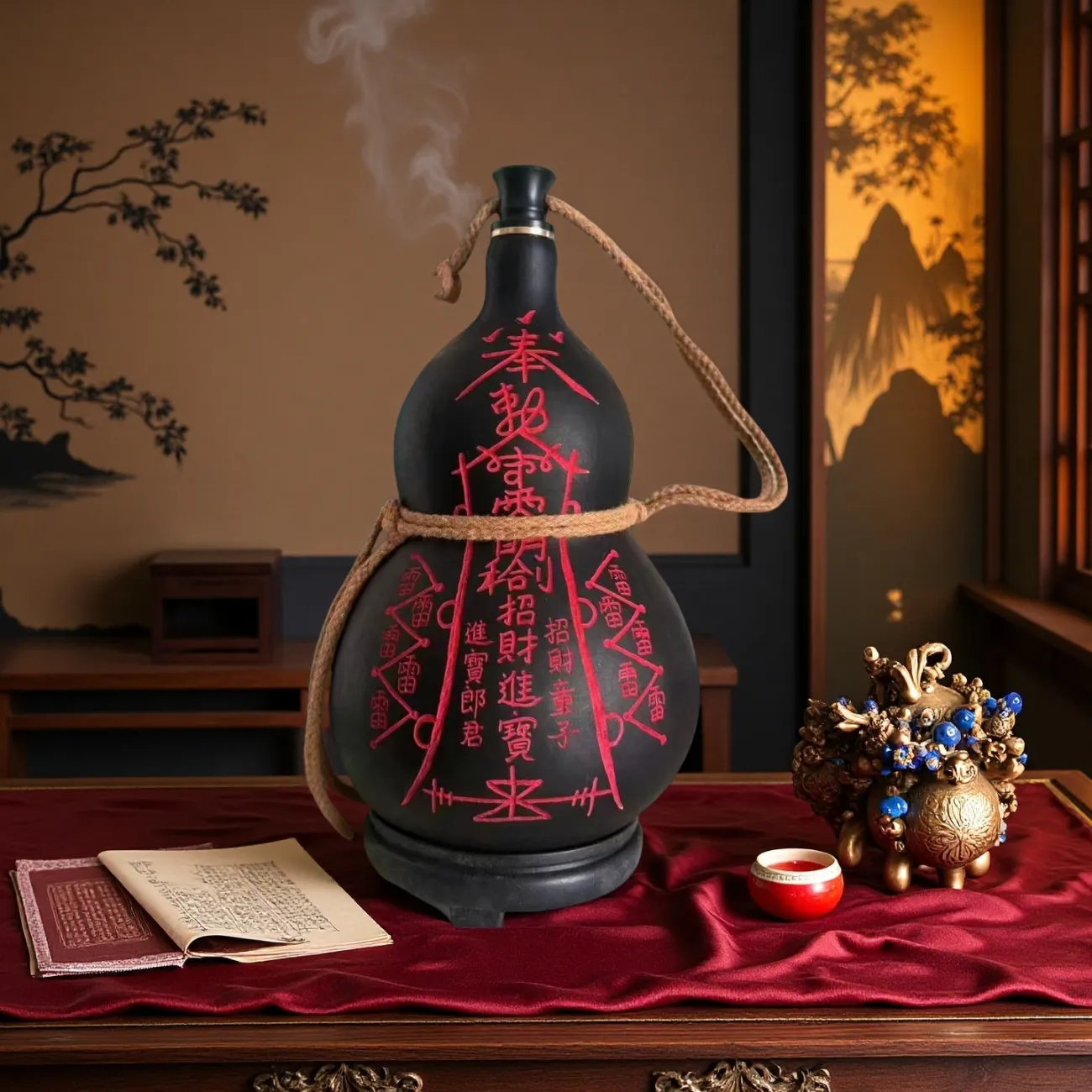 天然葫芦雕刻朱砂五雷紫薇八卦风水玄关居家摆件招财镇宅酒葫芦辟邪