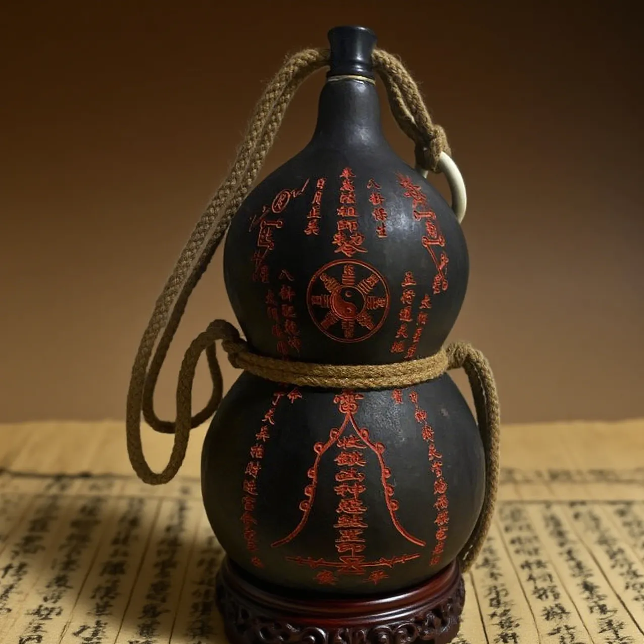 天然葫芦雕刻朱砂五雷紫薇八卦风水玄关居家摆件招财镇宅酒葫芦辟邪